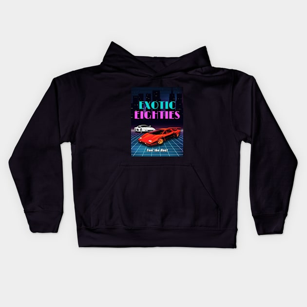 Exotic Eighties Cars Kids Hoodie by phneep